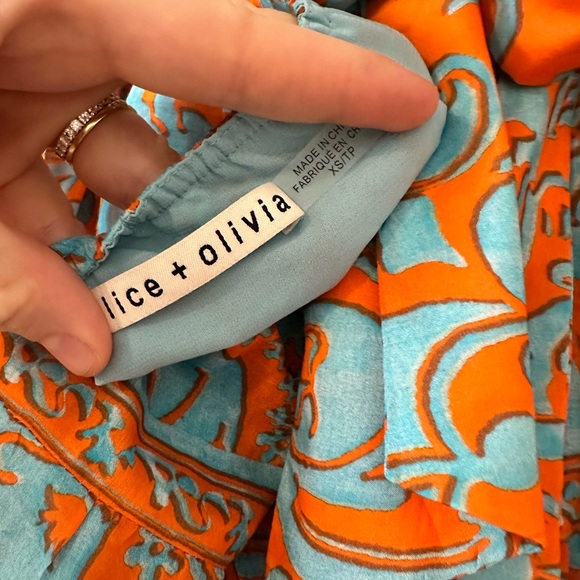 Alice and Oliva Rowen gathered printed cotton and silk-blend voile mini dress - Picture 7 of 7